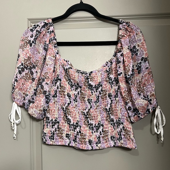 Free People Floral Smocked Crop Top - Size Small - Picture 5 of 13